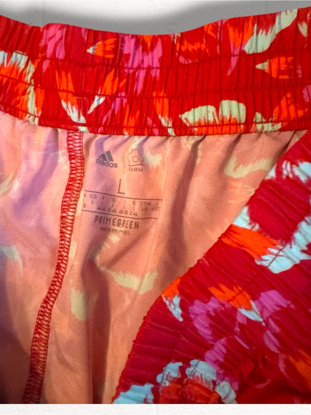 Adidas x Farm Rio Red Tropical Floral Running Shorts, Large - Picture 2 of 5